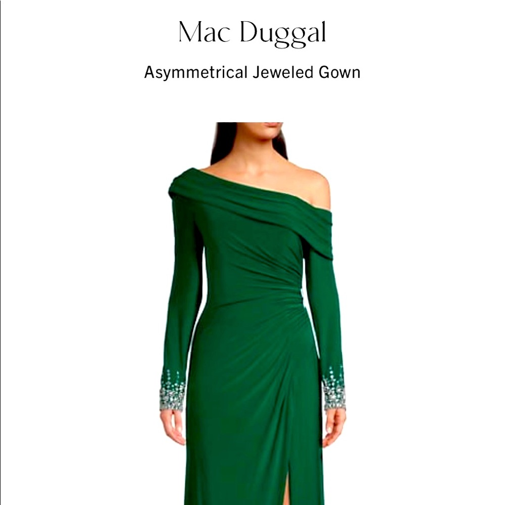 Formal Macduggal dress retails at $398. High slit & a really beautiful gown.